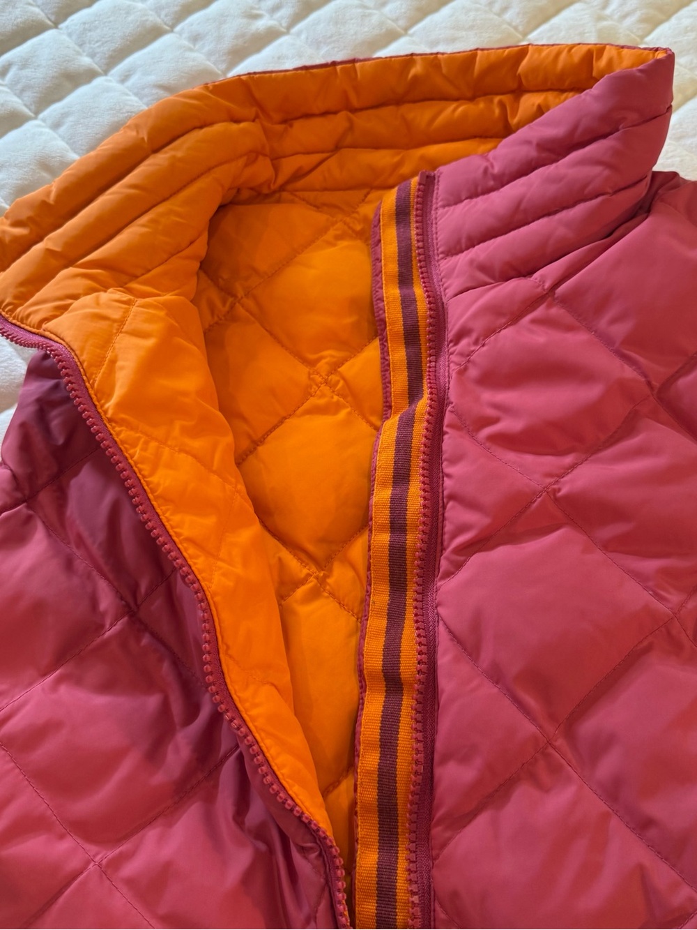 Coldwater Creek Reversible Goose Down Puffer Vest Pink Orange Medium